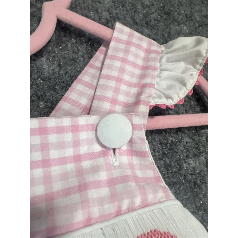 Classic Whimsy Pink Gingham Smocked Rainbow Bubble Romper - Size 6M